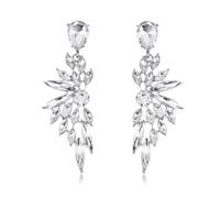StyleJella Bridal Chandelier Large Crystal Cluster Teardrop Dangle Earrings for Women, Rhinestone Statement Long Drop Wedding Prom Earrings Jewelry, Stainless Steel, No Gemstone