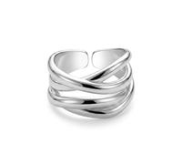 StyleJella Geometric Irregular Crossed Lines Knot Band Ring, Adjustable Layered Chain Wide Chunky Multi Rows Cocktail Party Statement Adornment Rings for Women, Great for Everyday Wear, Metal, No