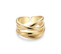 StyleJella Geometric Irregular Crossed Lines Knot Band Ring, Adjustable Layered Chain Wide Chunky Multi Rows Cocktail Party Statement Adornment Rings for Women, Great for Everyday Wear, Metal, No