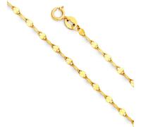 StyleJella Gold Silver Necklace Chain With Adjustable Lobster Clasp, Diamond Cut Geometric Gold Beads Stationed on Dainty 2mm Cable Box Chain, 16 Inches Rolo Oval Figaro Link Singapore Chain