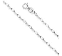 StyleJella Gold Silver Necklace Chain With Adjustable Lobster Clasp, Diamond Cut Geometric Gold Beads Stationed on Dainty 2mm Cable Box Chain, 16 Inches Rolo Oval Figaro Link Singapore Chain