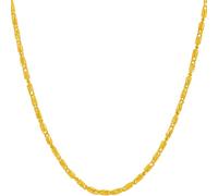 StyleJella Gold Silver Necklace Chain With Adjustable Lobster Clasp, Diamond Cut Geometric Gold Beads Stationed on Dainty 2mm Cable Box Chain, 16 Inches Rolo Oval Figaro Link Singapore Chain