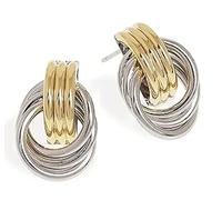 StyleJella Gold Sliver Plated Chunky Knot Geometric Drop Dangle Twisted Link Stud Earrings for Women Trendy Circle Jewelry, Stainless Steel, No Gemstone