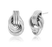 StyleJella Gold Sliver Plated Chunky Knot Geometric Drop Dangle Twisted Link Stud Earrings for Women Trendy Circle Jewelry, Stainless Steel, No Gemstone