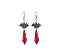 StyleJella Gothic Vampire Costume Crystal Black Bat Dangle Drop Earrings for Punk Goth Halloween Cosplay Holiday Jewelry Gift, Brass, No Gemstone
