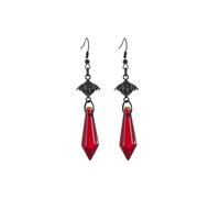 StyleJella Gothic Vampire Costume Crystal Black Bat Dangle Drop Earrings for Punk Goth Halloween Cosplay Holiday Jewelry Gift, Brass, No Gemstone