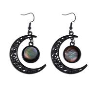 StyleJella Gothic Witch Black Moon Zirconia Drop Dangle Earrings for Women: Goth Dark Halloween Witch Vampire Costume Cosplay Jewelry Accessories With Crystal, Vintage Punk Crescent Whimsy Design