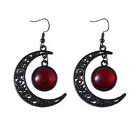 StyleJella Gothic Witch Black Moon Zirconia Drop Dangle Earrings for Women: Goth Dark Halloween Witch Vampire Costume Cosplay Jewelry Accessories With Crystal, Vintage Punk Crescent Whimsy Design