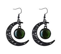 StyleJella Gothic Witch Black Moon Zirconia Drop Dangle Earrings for Women: Goth Dark Halloween Witch Vampire Costume Cosplay Jewelry Accessories With Crystal, Vintage Punk Crescent Whimsy Design