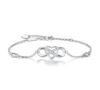 StyleJella Infinity Heart Ankle Bracelet for Women-Cubic Zirconia Rose Gold，Silver，Gold Summer Beach Stylish Foot Chain Summer Vacation Jewelry Gift for Mom Women, 5 UK, Brass, no gemstone