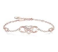 StyleJella Infinity Heart Ankle Bracelet for Women-Cubic Zirconia Rose Gold，Silver，Gold Summer Beach Stylish Foot Chain Summer Vacation Jewelry Gift for Mom Women, 5 UK, Brass, no gemstone