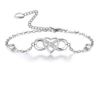 StyleJella Infinity Heart Ankle Bracelet for Women-Cubic Zirconia Rose Gold，Silver，Gold Summer Beach Stylish Foot Chain Summer Vacation Jewelry Gift for Mom Women, 5 UK, Brass, no gemstone
