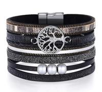 StyleJella Inspirational Tree of Life Leather Multi-Layer Wraps Bracelets for Women-Birthday Mothers Day Boho Pearl Bracelets with Clasp Unique Christmas Wristbands Jewelry Gifts for Women Cuff
