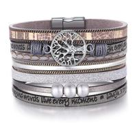 StyleJella Inspirational Tree of Life Leather Multi-Layer Wraps Bracelets for Women-Birthday Mothers Day Boho Pearl Bracelets with Clasp Unique Christmas Wristbands Jewelry Gifts for Women Cuff