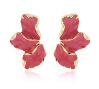 StyleJella Irregular Statement Earrings for Women - Unique Alloy Petal Design with Enamel, Large Stud Trendy Jewelry, Trendy Statement Enamel Floral Earring, Perfect for Prom Fashion Jewelry Gift