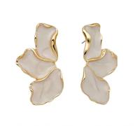StyleJella Irregular Statement Earrings for Women - Unique Alloy Petal Design with Enamel, Large Stud Trendy Jewelry, Trendy Statement Enamel Floral Earring, Perfect for Prom Fashion Jewelry Gift