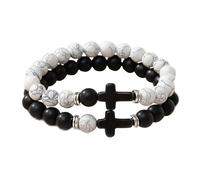 StyleJella Leather Wrap Bracelets for Women with Stainless Steel Cross and Double Charm Pendant - Trendy Multi-Layer Cuff Bangle Bracelets with Link, Cable, and Bead Chain - Perfect Gifts for Women, 5