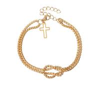 StyleJella Leather Wrap Bracelets for Women with Stainless Steel Cross and Double Charm Pendant - Trendy Multi-Layer Cuff Bangle Bracelets with Link, Cable, and Bead Chain - Perfect Gifts for Women, 5