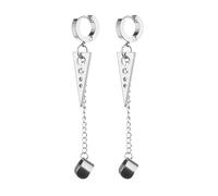StyleJella Punk Rock Stainless Steel Triangle Spike Hoop Earrings with Long Chain Dangle, Waterproof Non Tarnish Hypoallergenic Secure Fit Ear Clip Bold Piercing Jewelry, Stainless Steel, No Gemstone