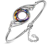 StyleJella "Rise From the Ashes Phoenix Bracelet Made with Crystals from Austria, Adjustable Bangle for Women 7"+2", Birthday Gift for Her, Symbol of Luck and Renewal, 5 UK, Brass, no gemstone