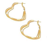 StyleJella Statement Gold Silver Layered Heart Hoop Earrings for Women - Trendy Hammered Matte Textured Love Prom Fashion Jewelry Gift, Brass, No Gemstone