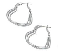 StyleJella Statement Gold Silver Layered Heart Hoop Earrings for Women - Trendy Hammered Matte Textured Love Prom Fashion Jewelry Gift, Brass, No Gemstone