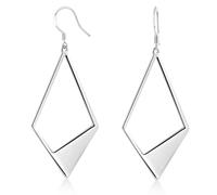 StyleJella Trendy 14K Gold Plated Lightweight Statement Rhombus Drop Dangle Earrings for Women - Hypoallergenic Leverback Hook Earrings Dangling Wedding Prom Bridal Jewelry Gift, Brass, No Gemstone