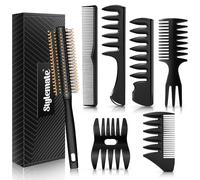 Stylemate Men's Hair Styling Combs and Brush Set - Roller Brush for Adding Volume, Pompadour, Slicked-back, Fauxhawk, Undercut Styling Combs