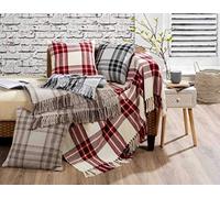 StyleMyBedroom 100% Cotton Tartan Highland Design Sofa Bed Settee Throw Blanket or Cushions … (Black, Cushion Cover)
