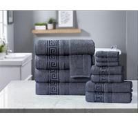 StylemyBedroom 100% Cotton Towels Super Soft Absorbent 500 GSM with Viscose Greek Border (Dark Grey,Bath Towel)