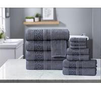 StylemyBedroom 100% Cotton Towels Super Soft Absorbent 500 GSM with Viscose Greek Border (Grey,Bath Sheet)