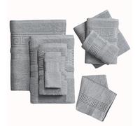 StyleMyBedroom 4 Piece Egyptian Range Cotton Towel Set with Greek Viscose Border - Soft Absorbent 500 GSM - Face, Hand, Bath, Bath Sheet