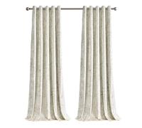 StylemyBedroom Pair of Eyelet 100% Blackout Crushed Velvet Curtains Thick Heavy with Tie Backs (Cream, 90x108)