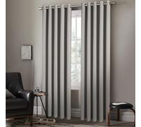 StylemyBedroom Pair of Eyelet Ring Top Thermal Blackout Curtains with Tie Backs - Plain, Insulated, Energy-Efficient, Light-Blocking, Noise-Reducing, Lined Design (Silver,66" x 72"(168x183cm))