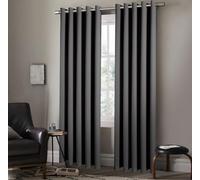 StylemyBedroom Pair of Eyelet Ring Top Thermal Blackout Curtains with Tie Backs - Plain, Insulated, Energy-Efficient, Light-Blocking, Noise-Reducing, Lined Design (Grey,90" x 90" (229x229cm))