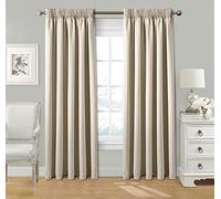 StylemyBedroom Pair Pencil Pleat Tape Top Plain Thermal OUT LINED Curtains with Tie Backs 66" x 72" - Cream