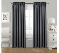 StylemyBedroom Pair Pencil Pleat Tape Top Plain Thermal OUT LINED Curtains with Tie Backs 66" x 72" - Grey