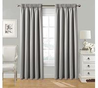 StylemyBedroom Pair Pencil Pleat Tape Top Plain Thermal OUT LINED Curtains with Tie Backs 66" x 72" - Silver