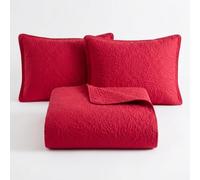 StylemyBedroom Ultrasonic Floral Bedspread Set - Soft Microfiber Quilted Coverlet for All Seasons - Includes Matching Pillow Shams (Red, Super King)