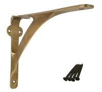 STYLENTDECOR Brass Antique L Shape Shelf Bracket 5 7/8" x 7 7/8" - Heavy Duty Wall Mount Support for Floating Shelves, Durable & Stylish Metal Shelf Bracket for Home & Office (Pack of 1)