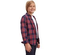 STYLER | STREET Boy’s Button-Down Flannel Shirts, Boys Long Sleeve Plain Checked Shirt, Stay Comfortable and Stylish Regular fit 100% Cotton Tartan Sleek Shirts for Kids, Ages 7-12 Years, Red