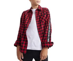 STYLER | STREET Boy’s Plaid Checked Shirt’s, Trendy Stylish Smart Tartan 100% Cotton Button-Down Flannel Shirt for Kids (UK, Age, 11 Years, Regular, Red/Black Check)