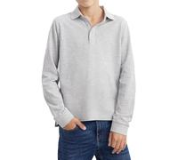 STYLER | STREET Boy’s Solid Polo Shirts, True Classic Regular Fit 100% Cotton Long Sleeve School Polo Shirt for Kid's Trendy Stylish and Comfortable Sleek Casual Polo Tops, Ages 7-12 Years, Grey