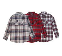 STYLER | STREET Men’s Lumberjack Checked Shirts Two Pocket 100% Cotton Long Sleeve Regular Fit Flannel for Adult, Size S to 2XL (UK, Alpha, M, Regular, Regular, 3 Pack_Grey.White/Red.Grey/Red.Green)