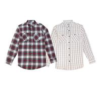 STYLER | STREET Men’s Lumberjack Checked Shirts Two Pocket 100% Cotton Long Sleeve Regular Fit Flannel for Adult, Size S to 2XL (UK, Alpha, XXL, Regular, Regular, 2 Pack_Red.Green/Pearwhite)
