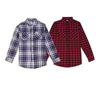 STYLER | STREET Men’s Lumberjack Checked Shirts Two Pocket 100% Cotton Long Sleeve Regular Fit Flannel for Adult, Size S to 2XL (UK, Alpha, L, Regular, Regular, 2 Pack_Mix cheq/Red.Black)