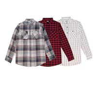 STYLER | STREET Men’s Lumberjack Checked Shirts Two Pocket 100% Cotton Long Sleeve Regular Fit Flannel for Adult, Size S to 2XL (UK, Alpha, S, Regular, Regular, 3 Pack_Grey.White/Red.Black/Pearwhite)