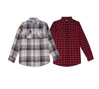 STYLER | STREET Men’s Lumberjack Checked Shirts Two Pocket 100% Cotton Long Sleeve Regular Fit Flannel for Adult, Size S to 2XL (UK, Alpha, M, Regular, Regular, 2 Pack_Grey.White/Red.Black)