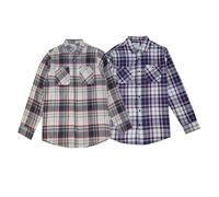 STYLER | STREET Men’s Lumberjack Checked Shirts Two Pocket 100% Cotton Long Sleeve Regular Fit Flannel for Adult, Size S to 2XL (UK, Alpha, L, Regular, Regular, 2 Pack_Grey.White/Mix.Cheq)