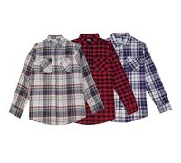 STYLER | STREET Men’s Lumberjack Checked Shirts Two Pocket 100% Cotton Long Sleeve Regular Fit Flannel for Adult, Size S to 2XL (UK, Alpha, M, Regular, Regular, 3 Pack_Grey.White/Red.Black/Mix.cheq)